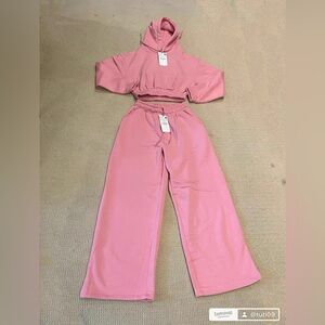 Zara long sleeve sweatsuit set with hoodie and wide leg pants size XS, S, M